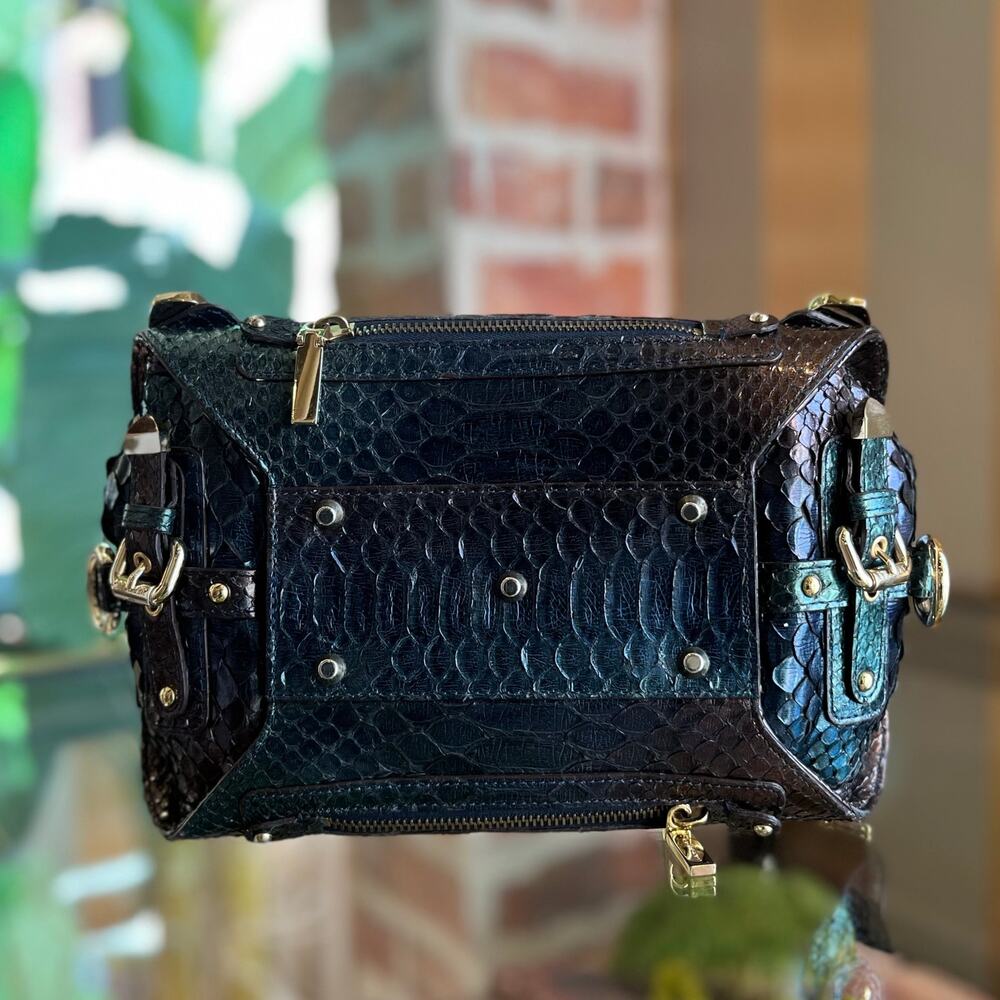 Versace Canyon Multicolor Ombre Python Clutch - image 2